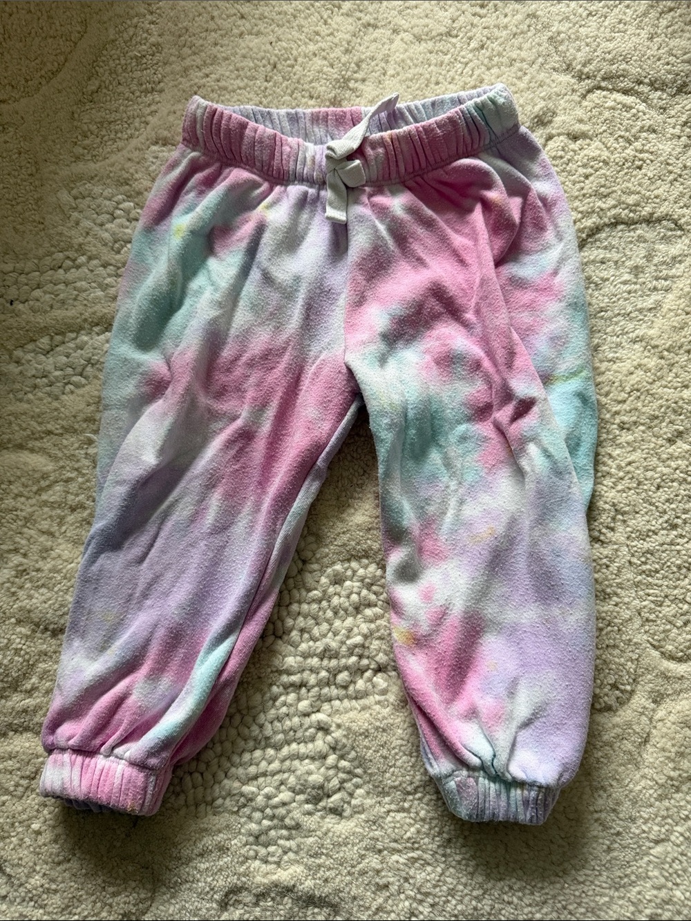 Flowers by Zoe Size 2 Pastel Tie-Dye Girls' Jogger Pants - Pink, Lavender & Mint